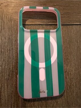 Sonix IPhone 17 Pro Green and Pink Striped MagSafe-Compatible Phone Case